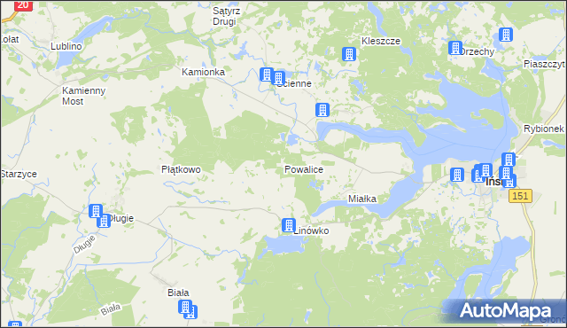 mapa Powalice gmina Ińsko, Powalice gmina Ińsko na mapie Targeo