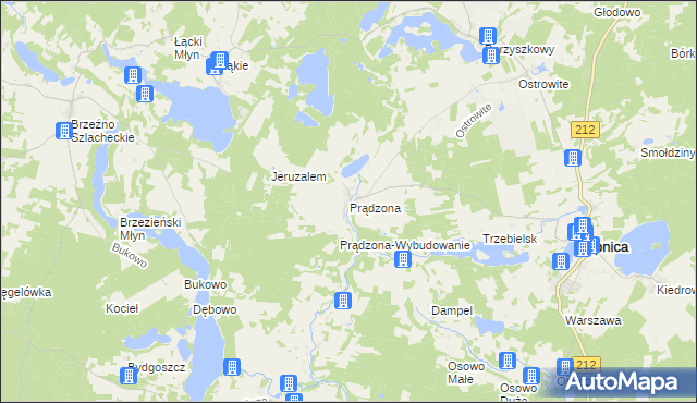 mapa Prądzona, Prądzona na mapie Targeo