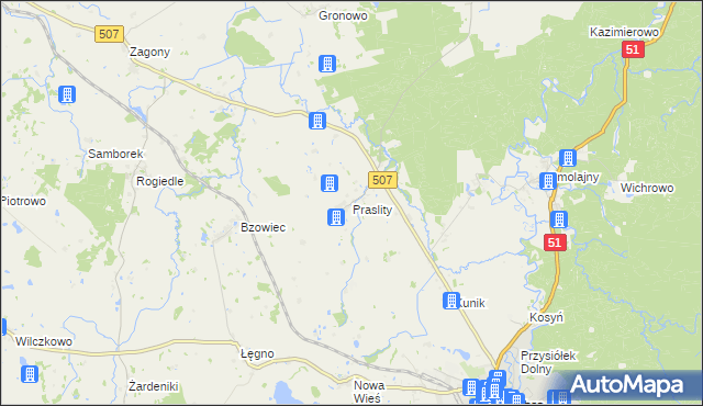 mapa Praslity, Praslity na mapie Targeo