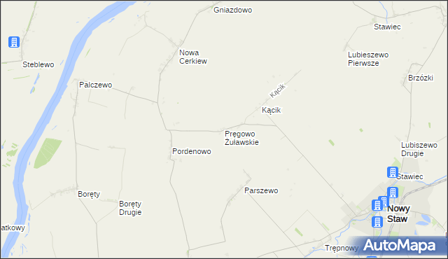 mapa Pręgowo Żuławskie, Pręgowo Żuławskie na mapie Targeo