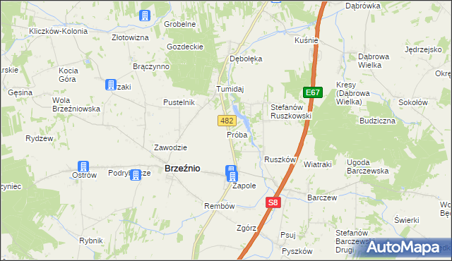 mapa Próba, Próba na mapie Targeo