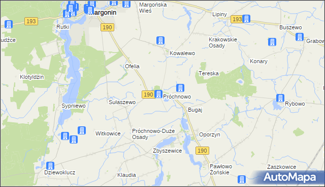 mapa Próchnowo gmina Margonin, Próchnowo gmina Margonin na mapie Targeo