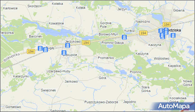 mapa Promienko, Promienko na mapie Targeo