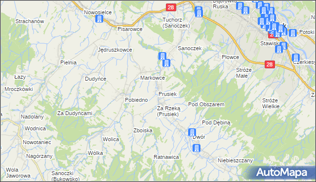 mapa Prusiek, Prusiek na mapie Targeo