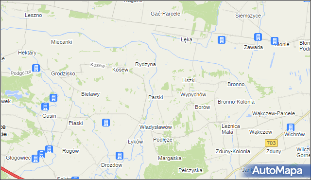mapa Prusinowice gmina Łęczyca, Prusinowice gmina Łęczyca na mapie Targeo