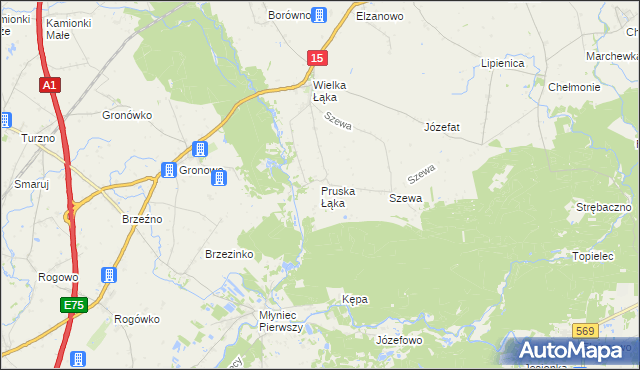 mapa Pruska Łąka, Pruska Łąka na mapie Targeo