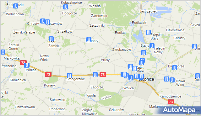 mapa Prusy gmina Stopnica, Prusy gmina Stopnica na mapie Targeo