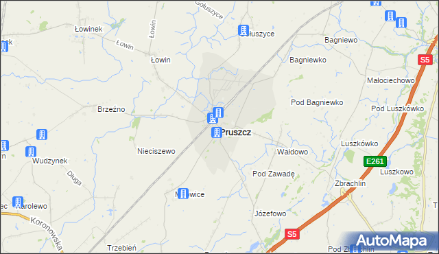 mapa Pruszcz powiat świecki, Pruszcz powiat świecki na mapie Targeo