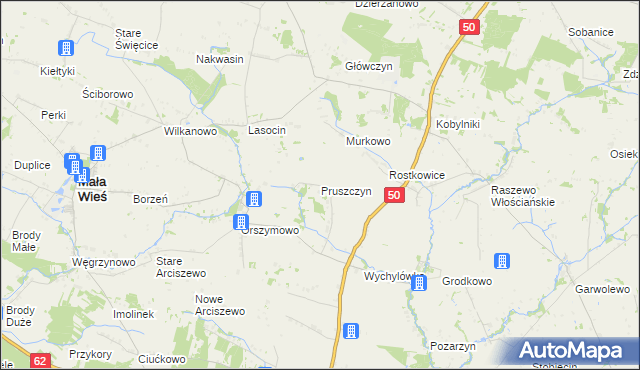 mapa Pruszczyn, Pruszczyn na mapie Targeo