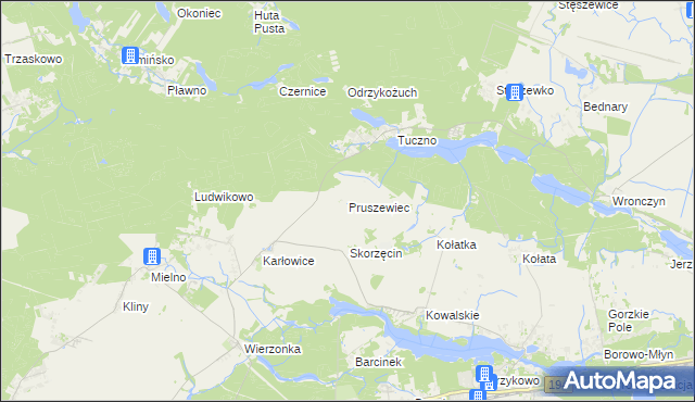 mapa Pruszewiec, Pruszewiec na mapie Targeo