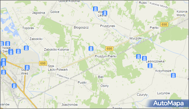 mapa Pruszyn-Pieńki, Pruszyn-Pieńki na mapie Targeo