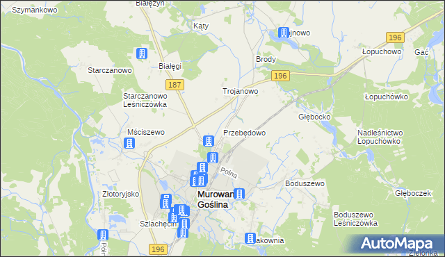 mapa Przebędowo gmina Murowana Goślina, Przebędowo gmina Murowana Goślina na mapie Targeo