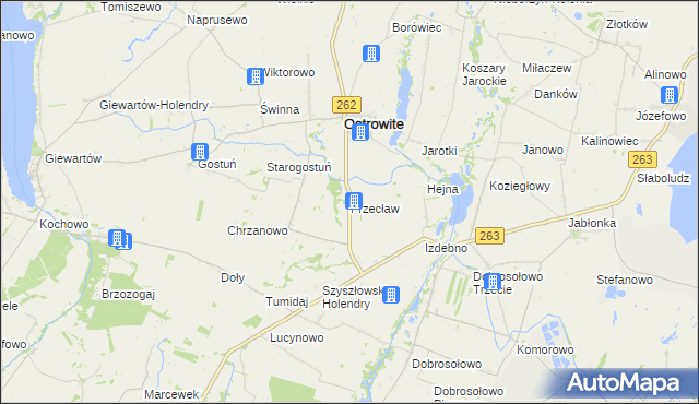 mapa Przecław gmina Ostrowite, Przecław gmina Ostrowite na mapie Targeo