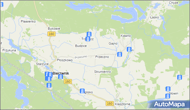 mapa Przeczno gmina Bierzwnik, Przeczno gmina Bierzwnik na mapie Targeo