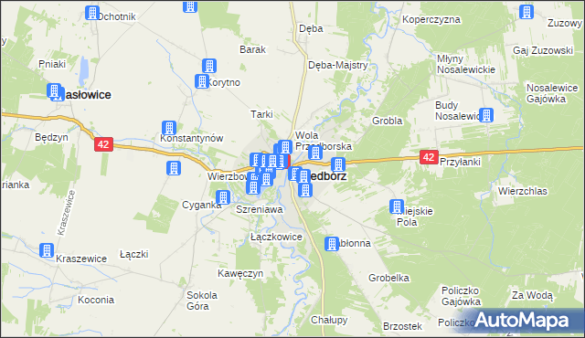 mapa Przedbórz powiat radomszczański, Przedbórz powiat radomszczański na mapie Targeo