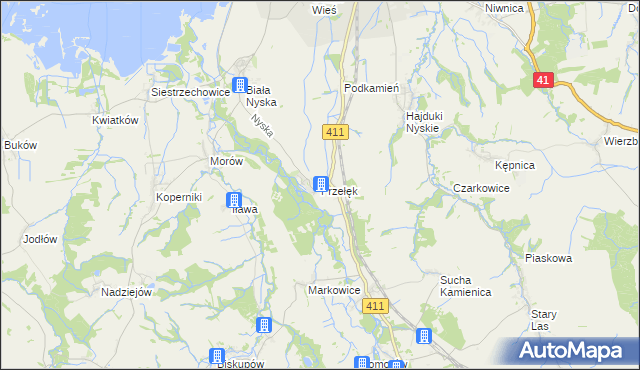 mapa Przełęk gmina Nysa, Przełęk gmina Nysa na mapie Targeo