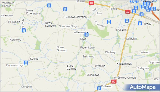 mapa Przemkowo gmina Dzierzążnia, Przemkowo gmina Dzierzążnia na mapie Targeo