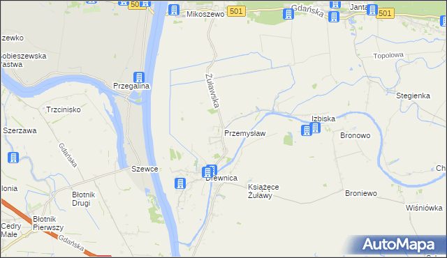 mapa Przemysław gmina Stegna, Przemysław gmina Stegna na mapie Targeo