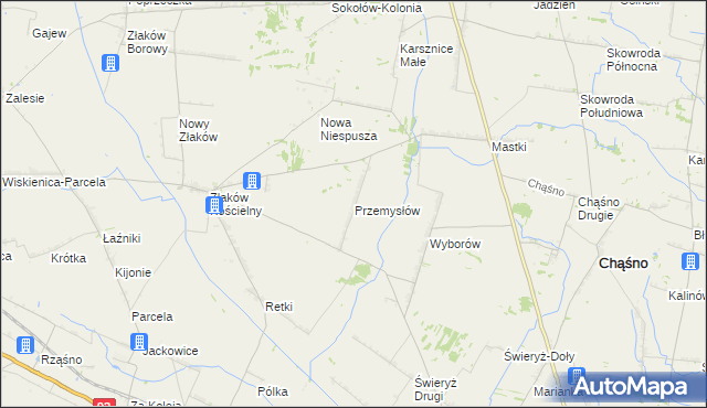 mapa Przemysłów gmina Chąśno, Przemysłów gmina Chąśno na mapie Targeo