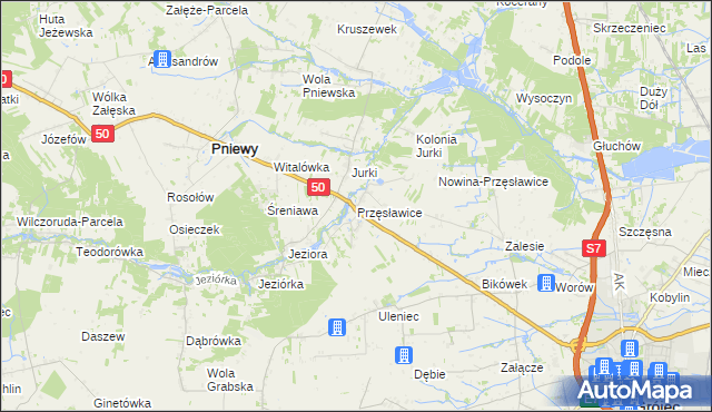 mapa Przęsławice gmina Pniewy, Przęsławice gmina Pniewy na mapie Targeo