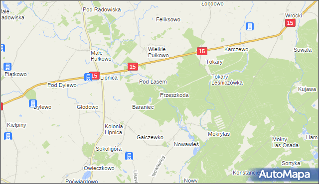 mapa Przeszkoda gmina Golub-Dobrzyń, Przeszkoda gmina Golub-Dobrzyń na mapie Targeo