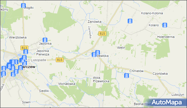 mapa Przewłoka gmina Parczew, Przewłoka gmina Parczew na mapie Targeo