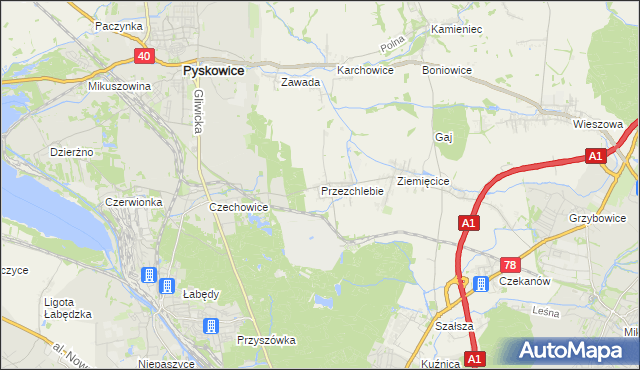 mapa Przezchlebie, Przezchlebie na mapie Targeo