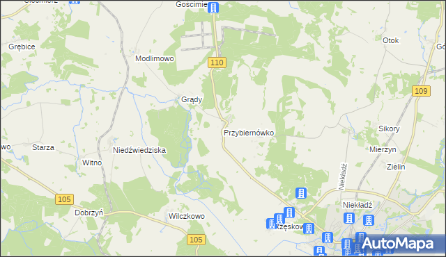 mapa Przybiernówko, Przybiernówko na mapie Targeo