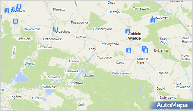 mapa Przyborów gmina Kobiele Wielkie, Przyborów gmina Kobiele Wielkie na mapie Targeo