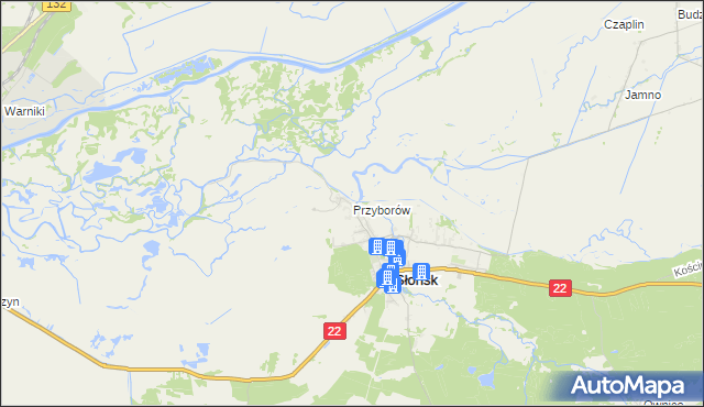 mapa Przyborów gmina Słońsk, Przyborów gmina Słońsk na mapie Targeo