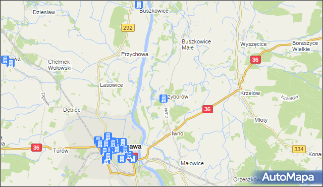 mapa Przyborów gmina Wińsko, Przyborów gmina Wińsko na mapie Targeo