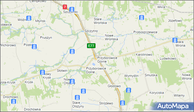 mapa Przyborowice Górne, Przyborowice Górne na mapie Targeo