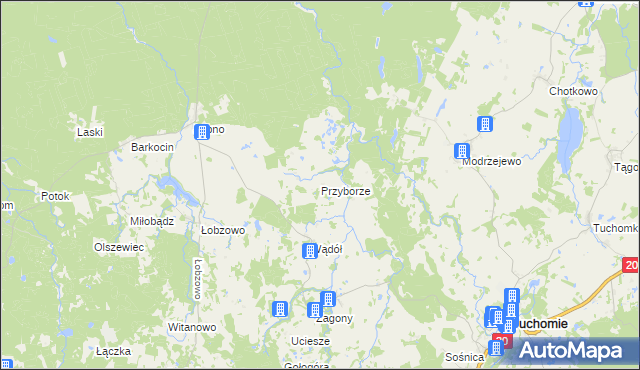 mapa Przyborze gmina Kołczygłowy, Przyborze gmina Kołczygłowy na mapie Targeo