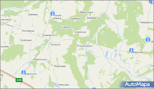 mapa Przybrodzie gmina Główczyce, Przybrodzie gmina Główczyce na mapie Targeo