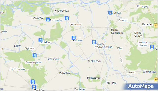 mapa Przybysław gmina Żerków, Przybysław gmina Żerków na mapie Targeo