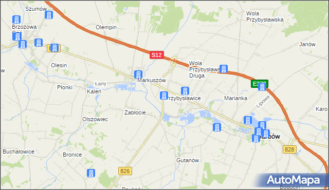 mapa Przybysławice gmina Garbów, Przybysławice gmina Garbów na mapie Targeo