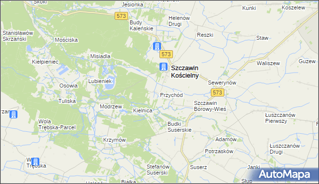 mapa Przychód gmina Szczawin Kościelny, Przychód gmina Szczawin Kościelny na mapie Targeo