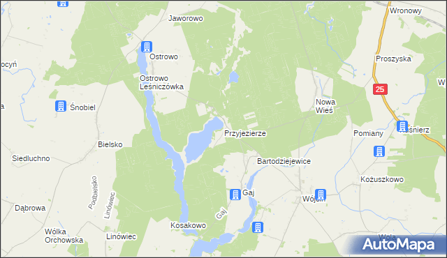 mapa Przyjezierze gmina Jeziora Wielkie, Przyjezierze gmina Jeziora Wielkie na mapie Targeo