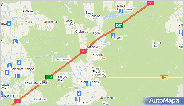 mapa Przyjmy k. Poręby, Przyjmy k. Poręby na mapie Targeo