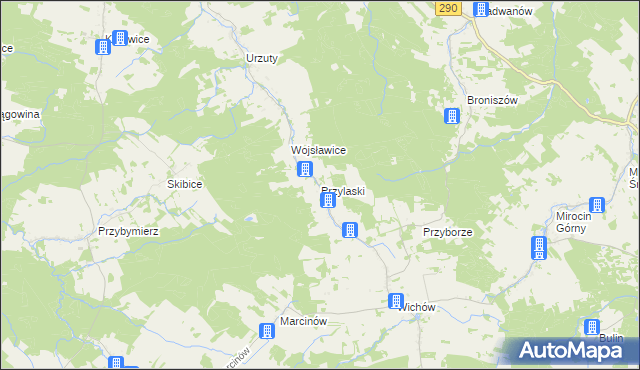 mapa Przylaski gmina Brzeźnica, Przylaski gmina Brzeźnica na mapie Targeo