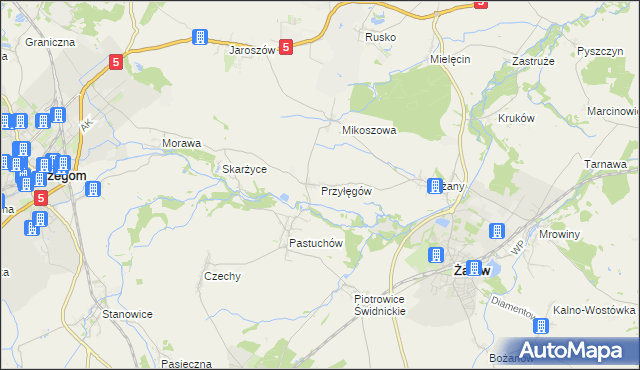 mapa Przyłęgów, Przyłęgów na mapie Targeo