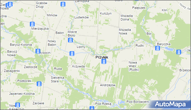 mapa Przyłęk powiat zwoleński, Przyłęk powiat zwoleński na mapie Targeo