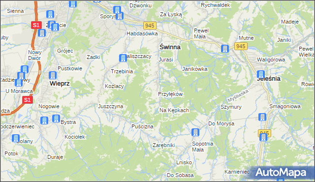 mapa Przyłęków, Przyłęków na mapie Targeo