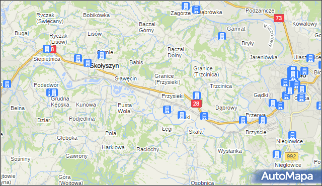 mapa Przysieki, Przysieki na mapie Targeo