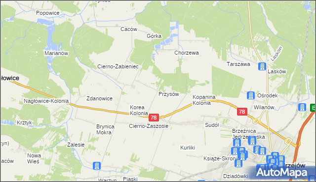 mapa Przysów, Przysów na mapie Targeo