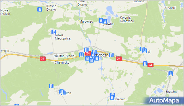 mapa Przytoczna, Przytoczna na mapie Targeo