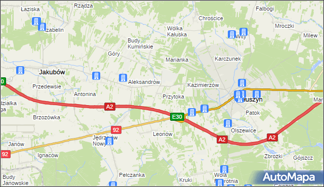 mapa Przytoka gmina Kałuszyn, Przytoka gmina Kałuszyn na mapie Targeo