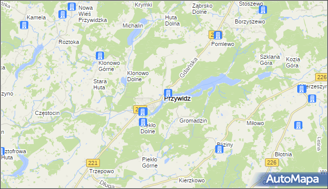 mapa Przywidz powiat gdański, Przywidz powiat gdański na mapie Targeo