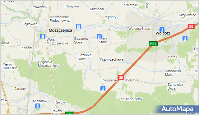 mapa Psary-Lechawa, Psary-Lechawa na mapie Targeo