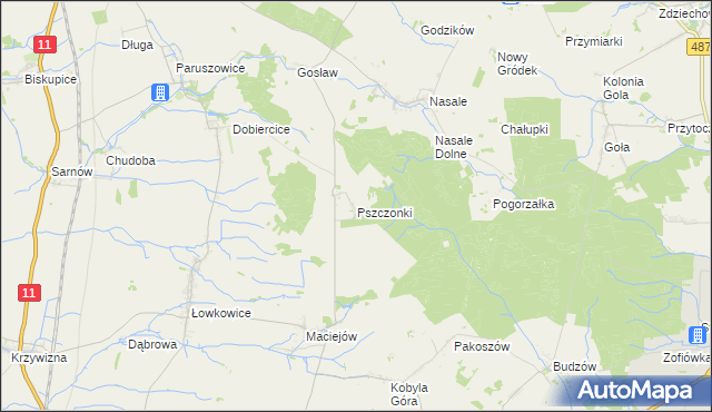 mapa Pszczonki, Pszczonki na mapie Targeo